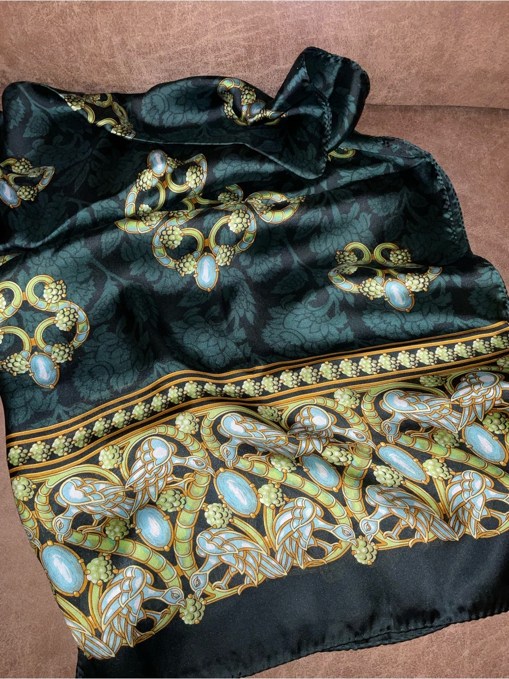 Carlisle Green and Blue Bird Silk Scarf